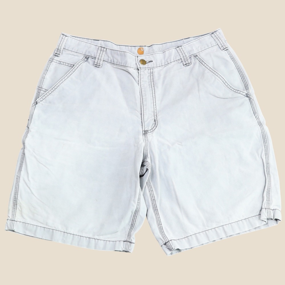 Carhartt Relaxed Fit Shorts Men 36 Grey Cotton Canvas Utility Carpenter Workwear